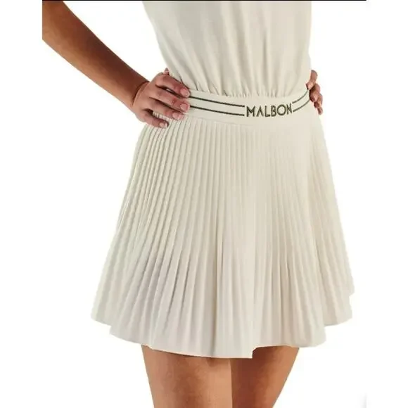 Malbon Valentina Pleated Golf Skirt Ivory Size 8 NWT - Picture 1 of 10